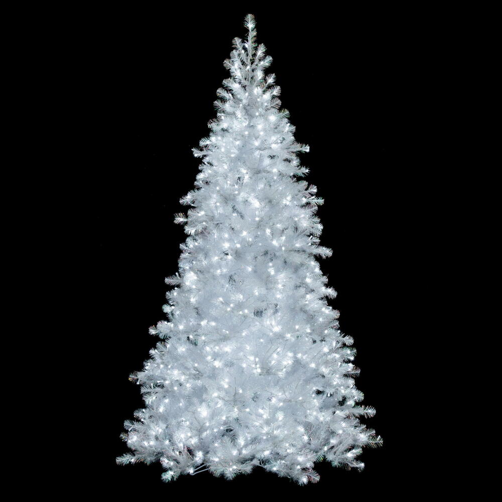 G235686LED 10 ft. x 60 in. White Iridescent Spruce Artificial Pre-Lit Christmas Tree with Folding Metal Stand