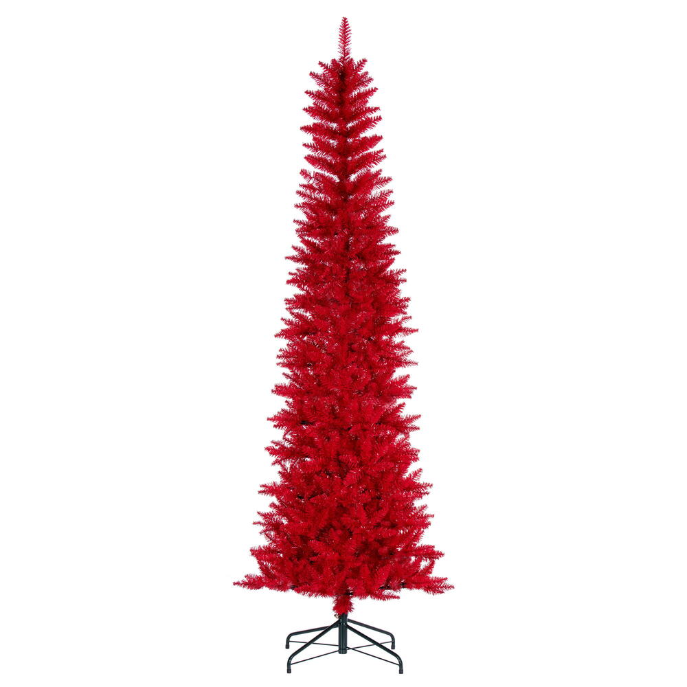 K241265 6.5 ft. x 28 in. Red Pencil Artificial Unlit Christmas Tree with 712 Tip