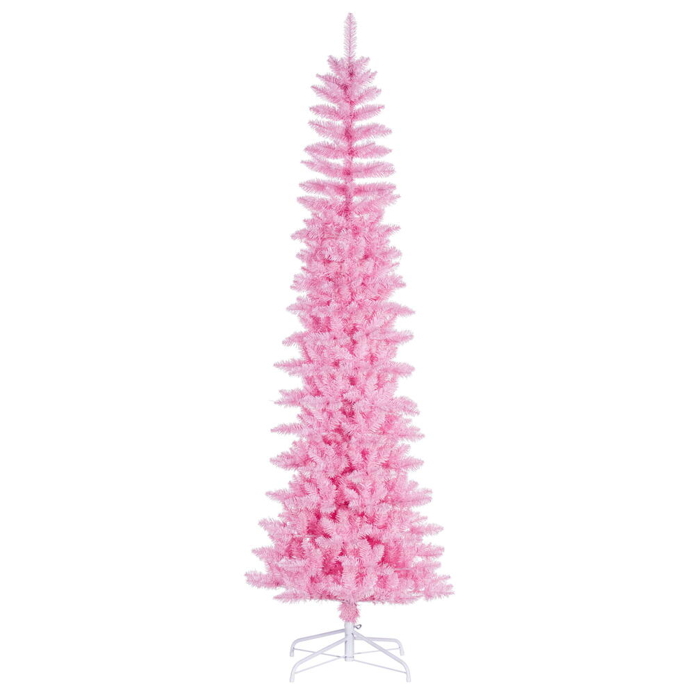 K243575 7.5 ft. x 32 in. Pink Pencil Artificial Unlit Christmas Tree with 965 Tips
