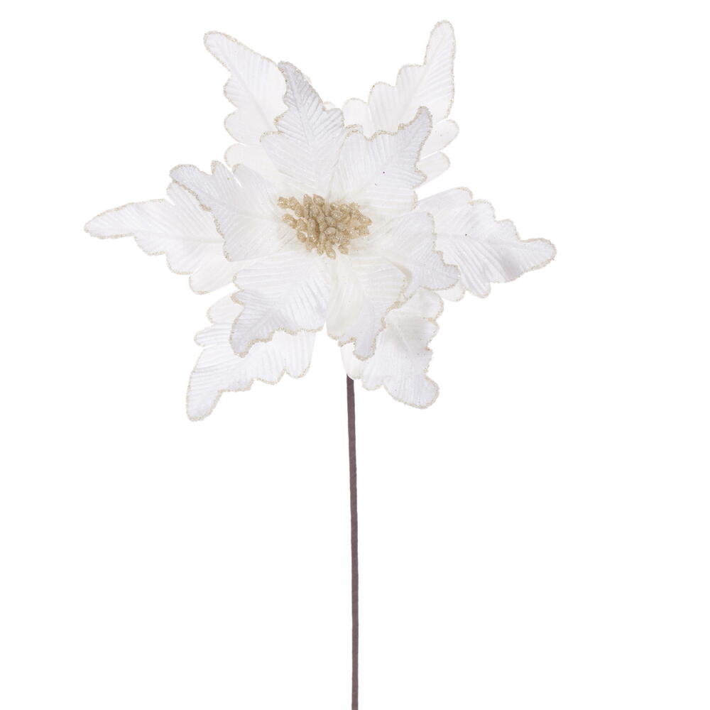 RG241501 13 x 20 in. Cream Deluxe Velvet Poinsettia Stem