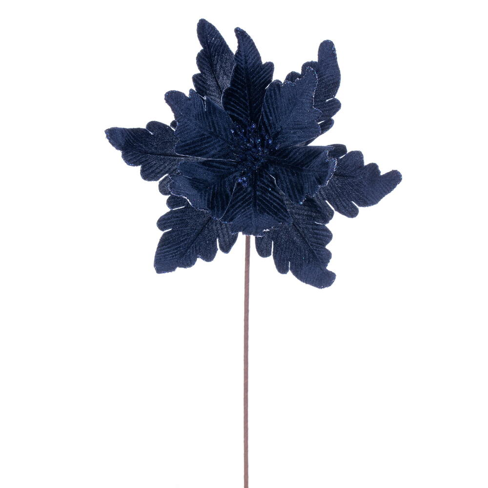 RG241531 13 x 20 in. Midnight Blue Deluxe Velvet Poinsettia Stem
