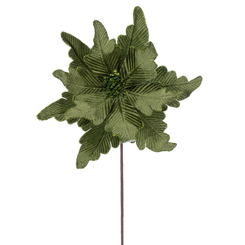 RG241573 13 x 20 in. Lime Deluxe Velvet Poinsettia Stem