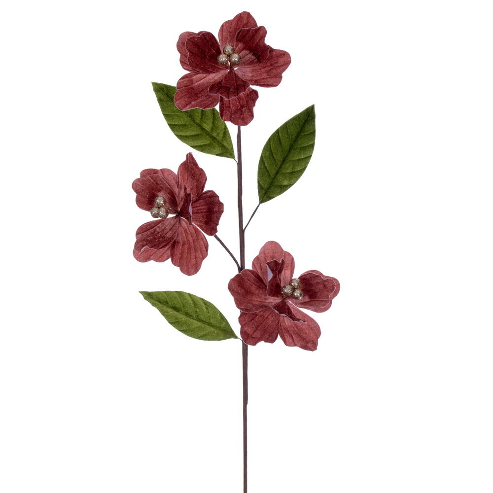 RG242758 6 x 28 in. Rose Gold Velvet Trio Amaryllis Stem