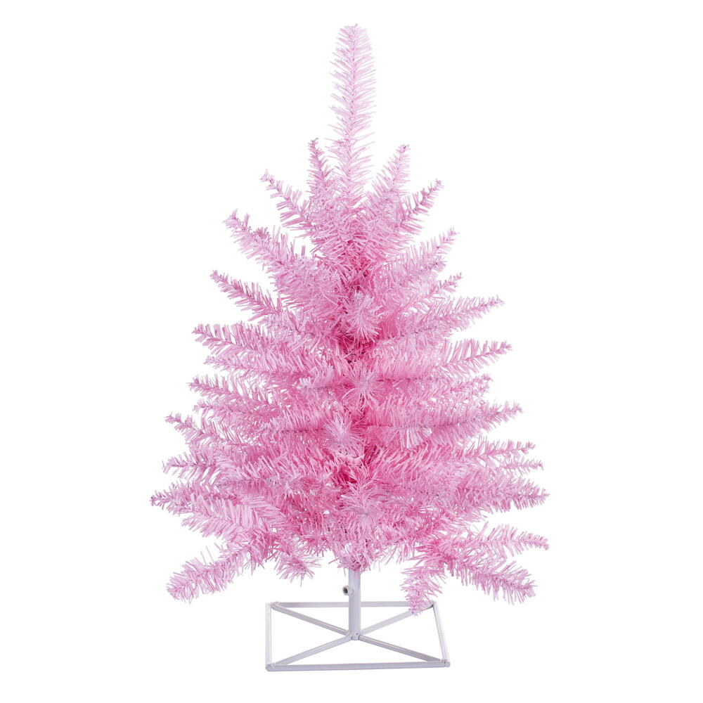 K163720 2 ft. x 20 in. Pink Artificial UnLit Christmas Tree with 84 PVC Tips & Plastic Tree Stand