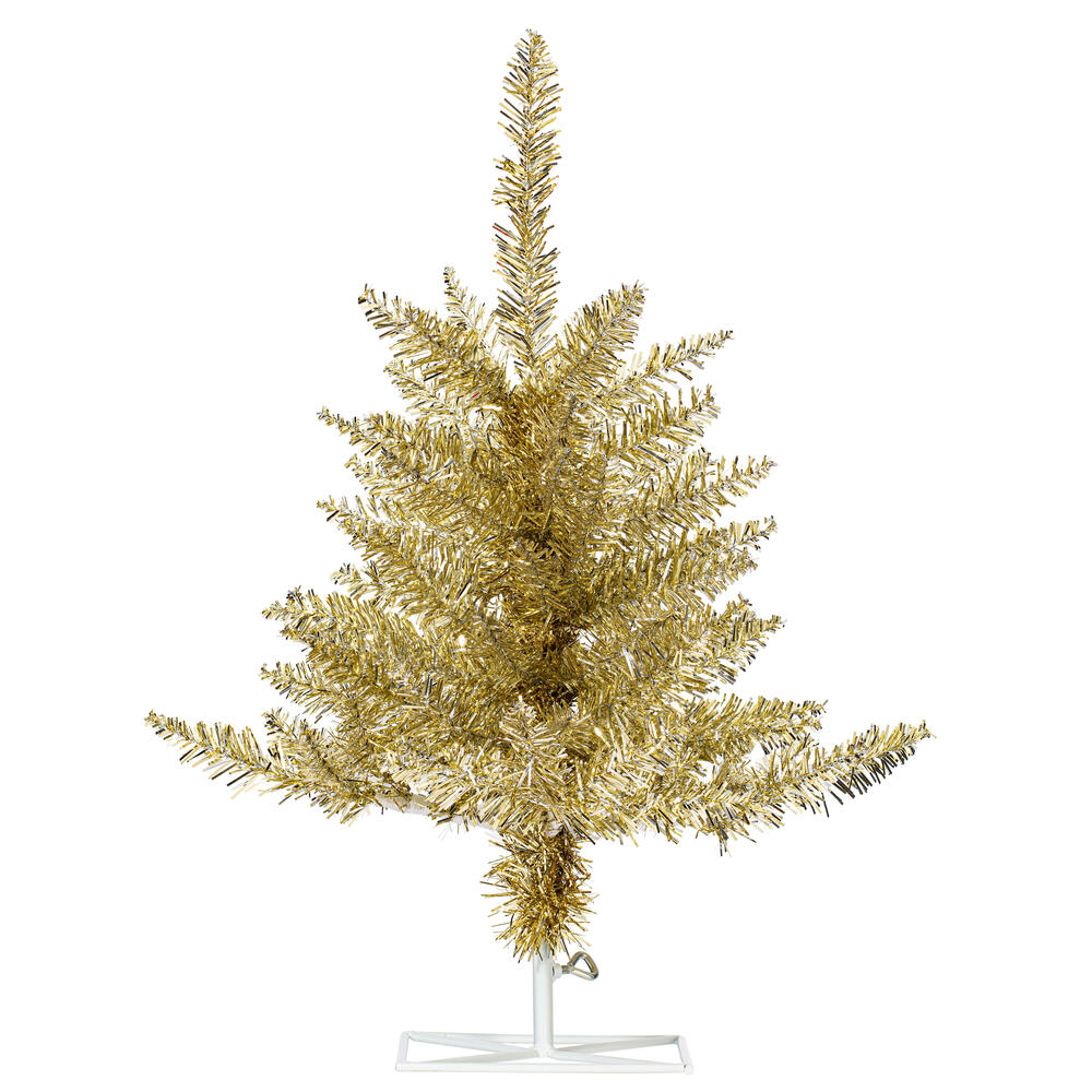 K166320 2 ft. x 20 in. Champagne Tinsel Artificial UnLit Christmas Tree