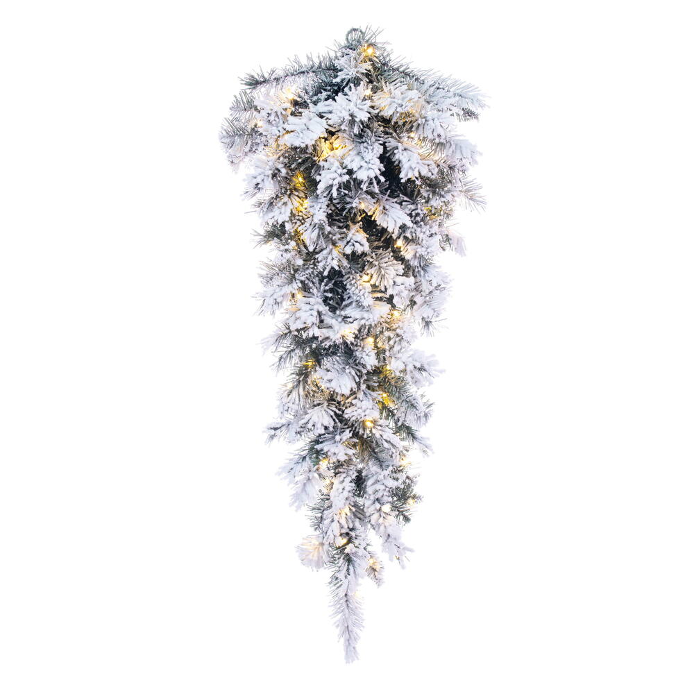 K232008LEDBO 36 in. Frosted Glacier Pine Artificial Pre-Lit Teardrop with Battery Operated White LED Lights