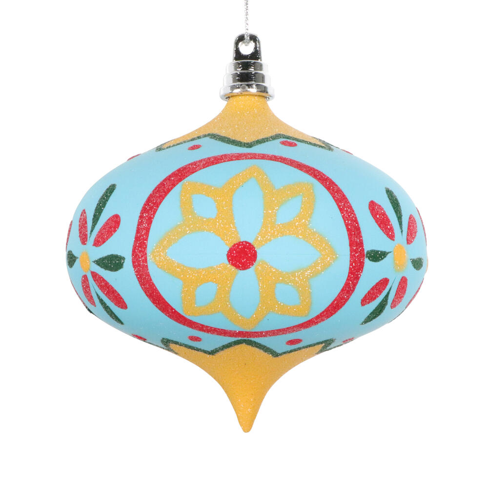 MT232031 4 in. Light Blue Hand-Painted Onion Ornament - 3 Piece