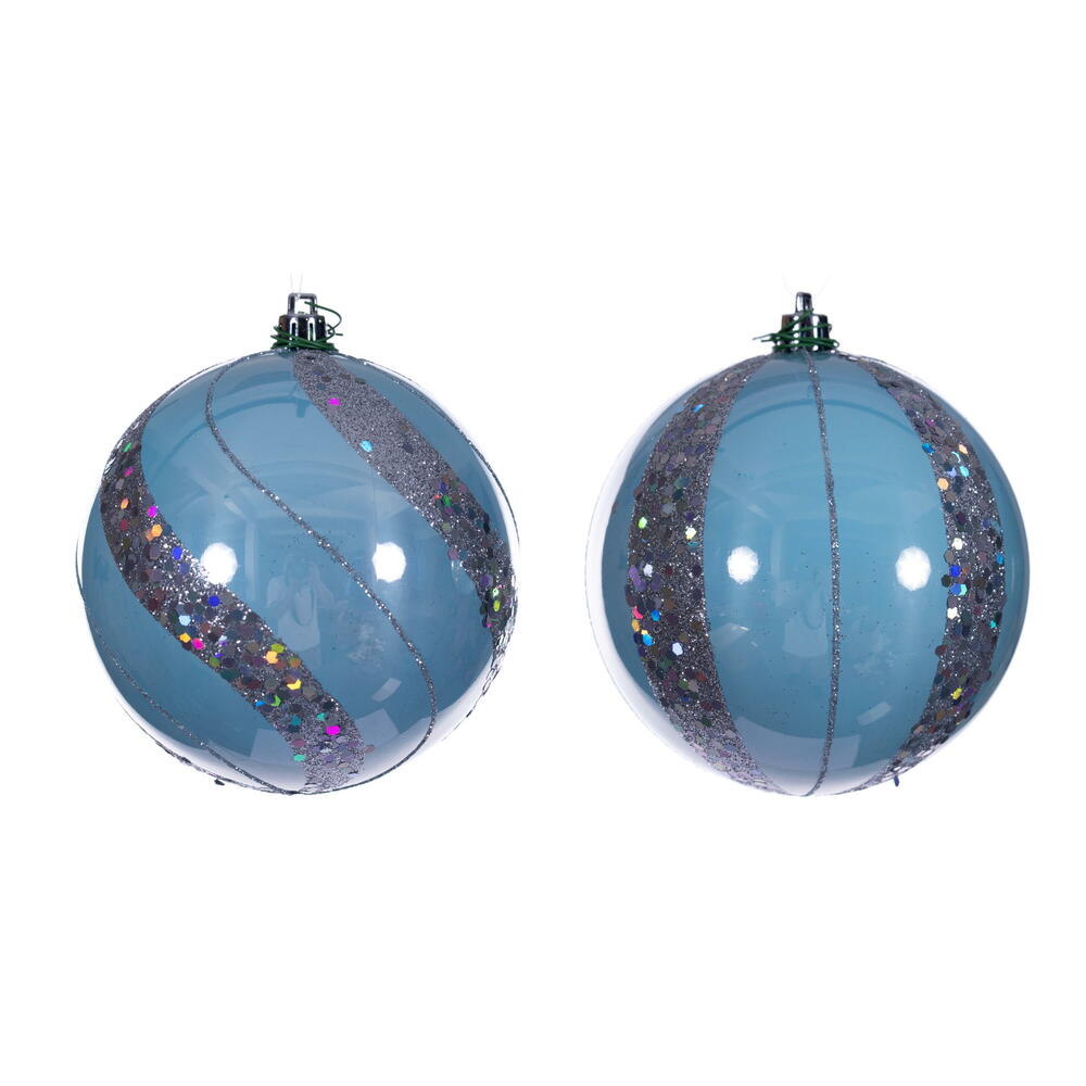 N231032D 4 in. Baby Blue Pearl Sequin Ball Ornament Assortment