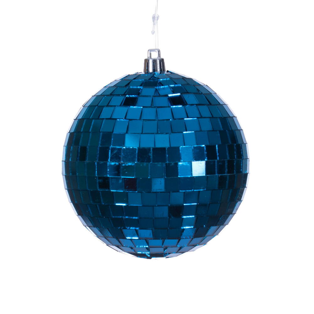 N233102D 4 in. Blue Mirror Ball Ornament - 6 per Bag