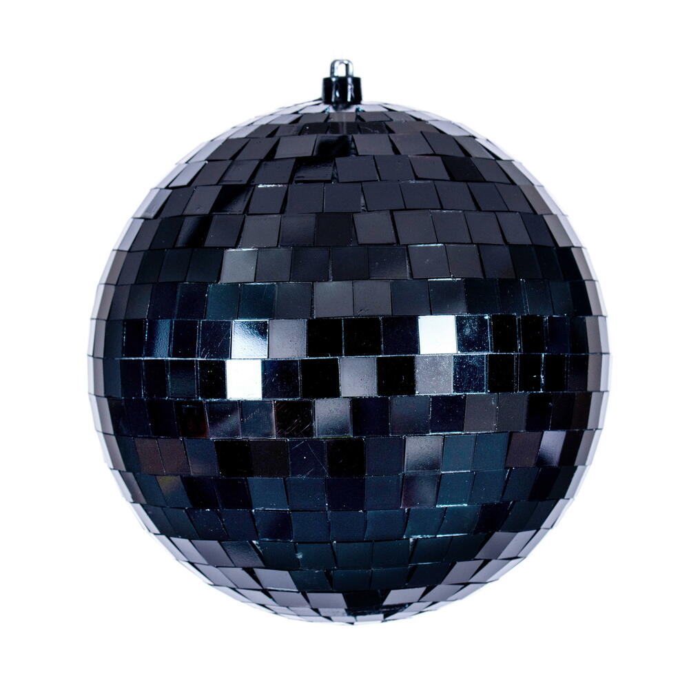 N233317D 6 in. Black Mirror Ball Ornament - 4 Per Bag