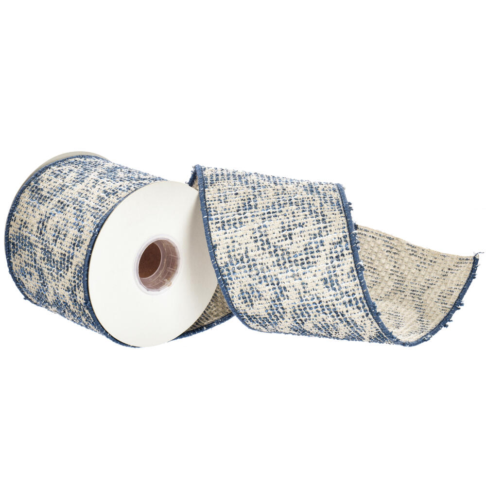 QR231720 4 in. Blue Jacquard Ribbon