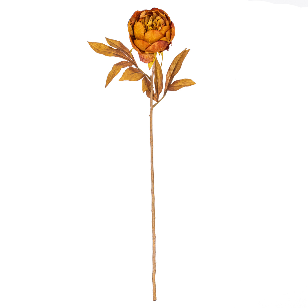 FR235814 21 in. Artificial Yellow & Brown Peony Stem - Bag of 6