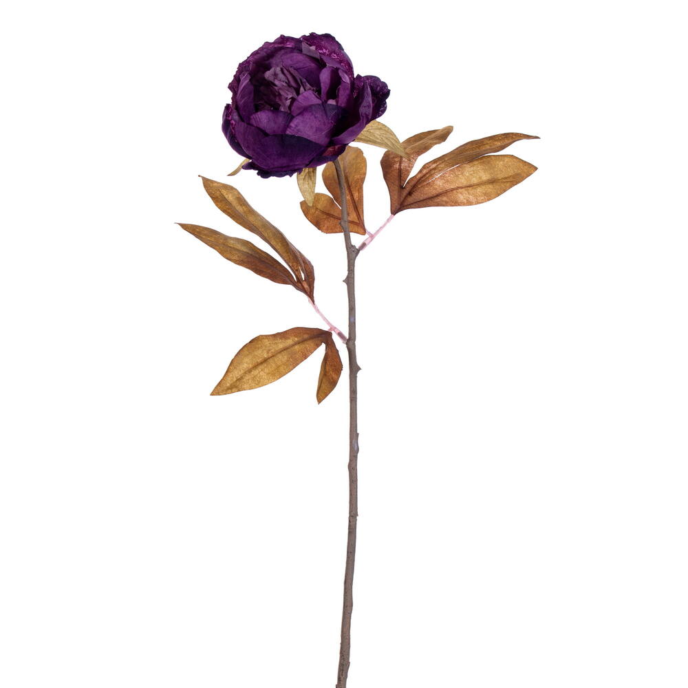FR235826 21 in. Artificial Dark Purple Peony Stem - Bag of 6