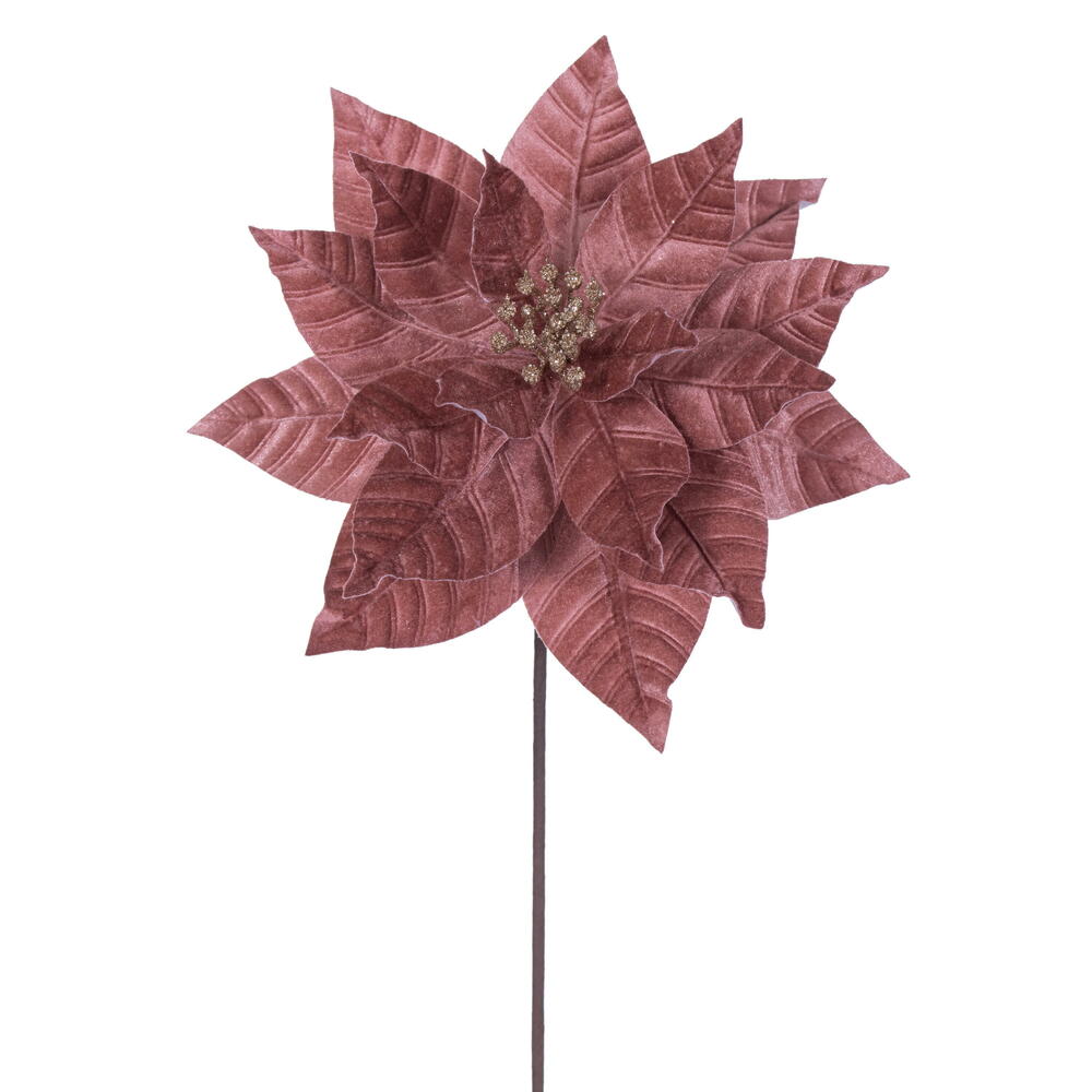 RG232758 21.5 in. Rose Gold Poinsettia Stem - 6 Piece