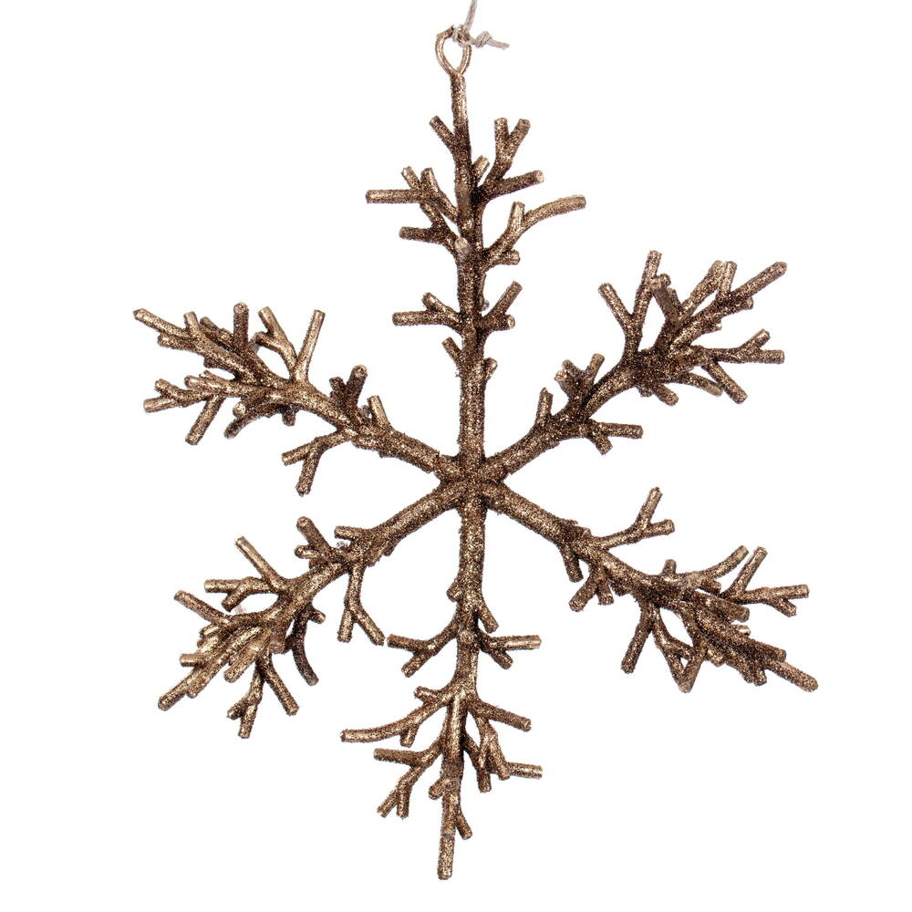 RV230576 9 in. Chocolate Twig Snowflake Ornament - 3 Piece