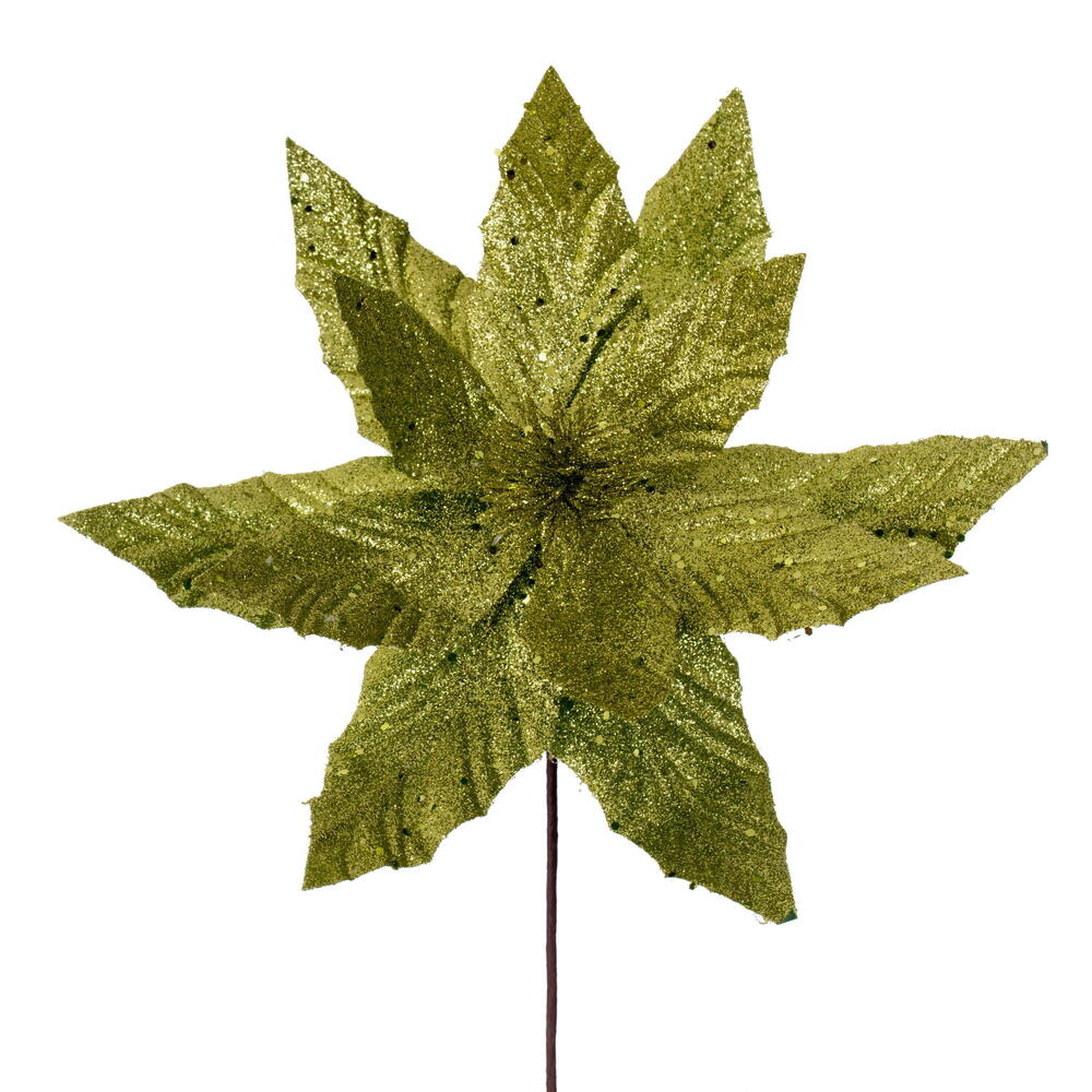 QG230973 14 in. Artificial Lime Poinsettia Stem - 6 Per Bag