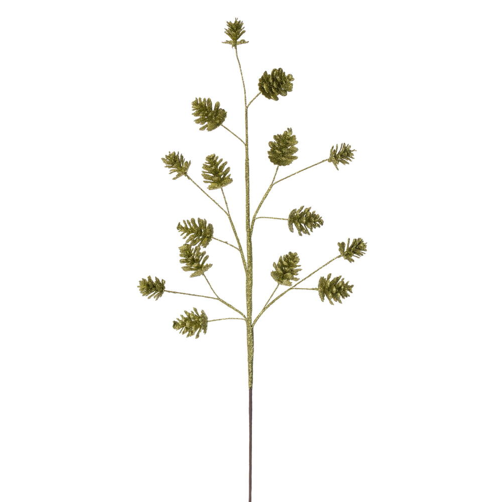QG231173 24 in. Artificial Lime Pinecone Glitter Spray - Bag of 6