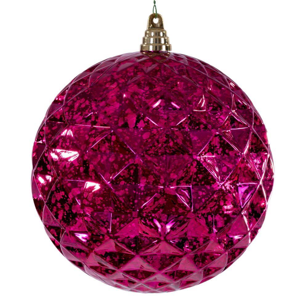 MC240570 8 in. Fuchsia Diamond Mercury Ornament