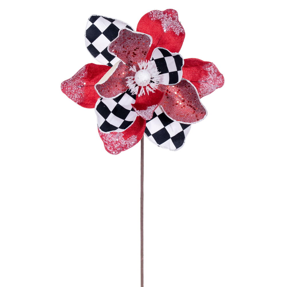 RG240121 19 x 9 in. Red, White & Black Magnolia Stem