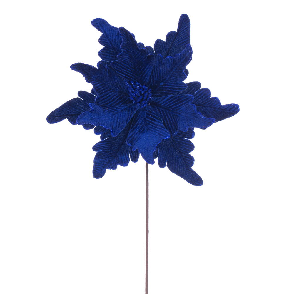 RG241502 13 x 20 in. Blue Deluxe Velvet Poinsettia Stem