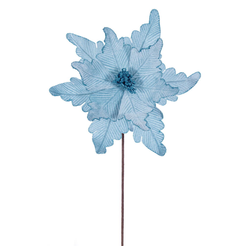 RG241532 13 x 20 in. Baby Blue Deluxe Velvet Poinsettia Stem