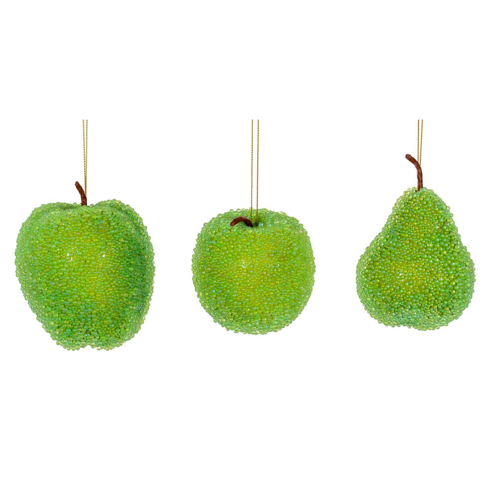 RX240154 3.5-4.5 in. Celadon Beaded Fruit - Pack of 3
