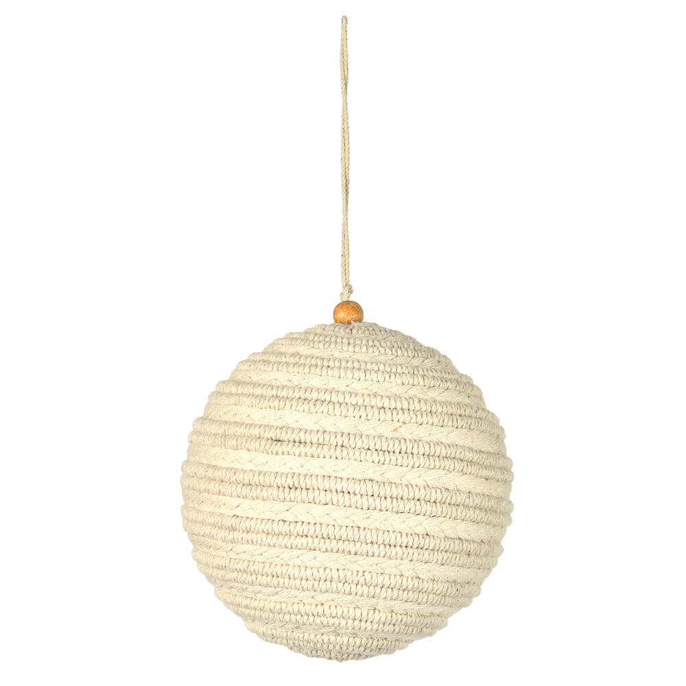 JE230106 5.5 in. White Braided Cotton Cord Ball Ornament - 2 Piece