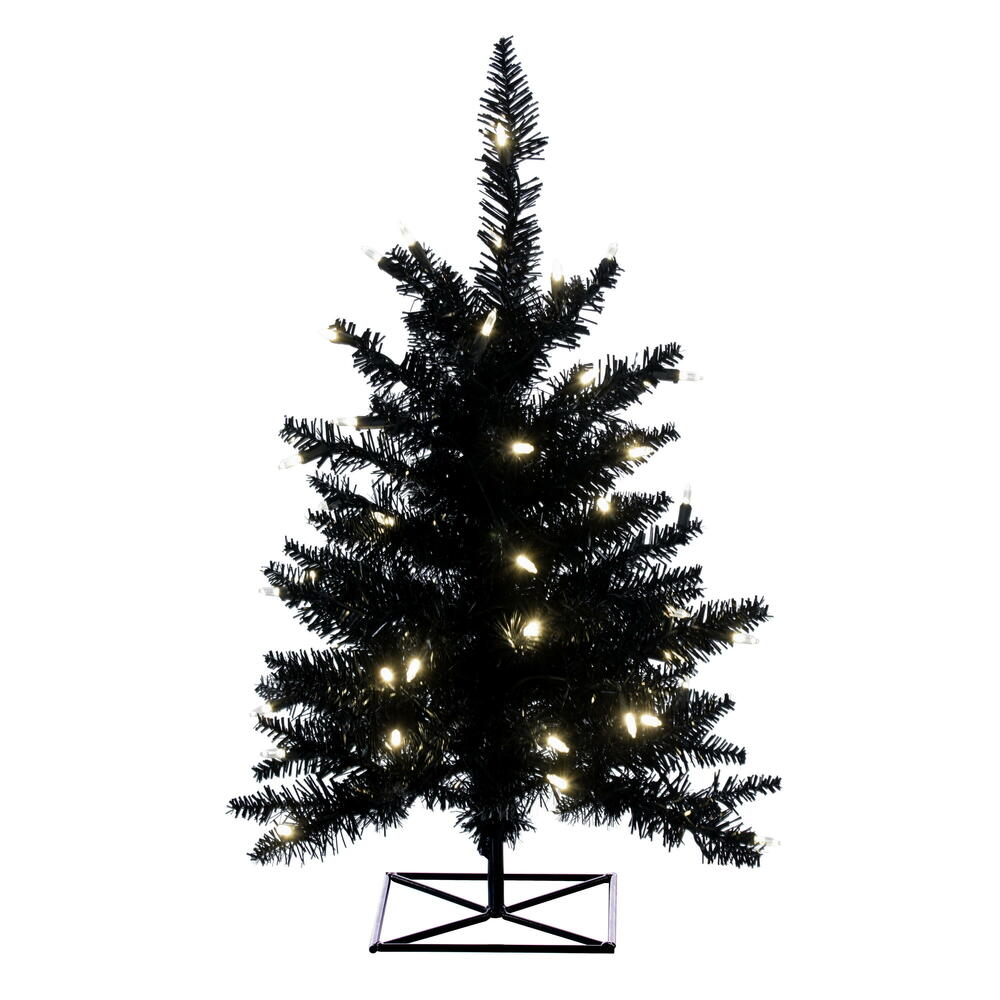 K161721LED 2 ft. x 20 in. Black Artificial Christmas Tree with 50 Warm White LED Lights