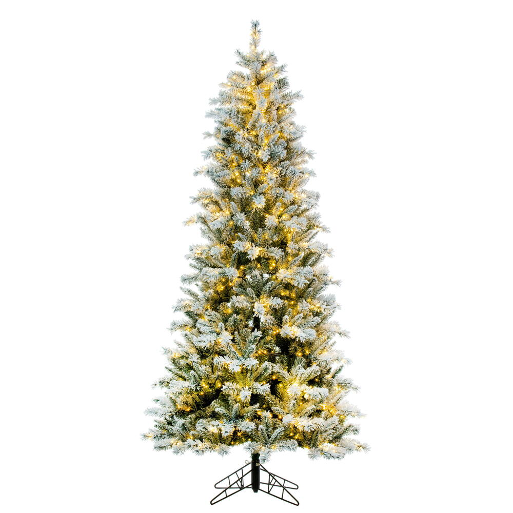 K231966LED 6.5 ft. x 38 in. Frosted Glacier Pine Artificial Pre-Lit Christmas Tree with Lightly Frosted Tips - Green
