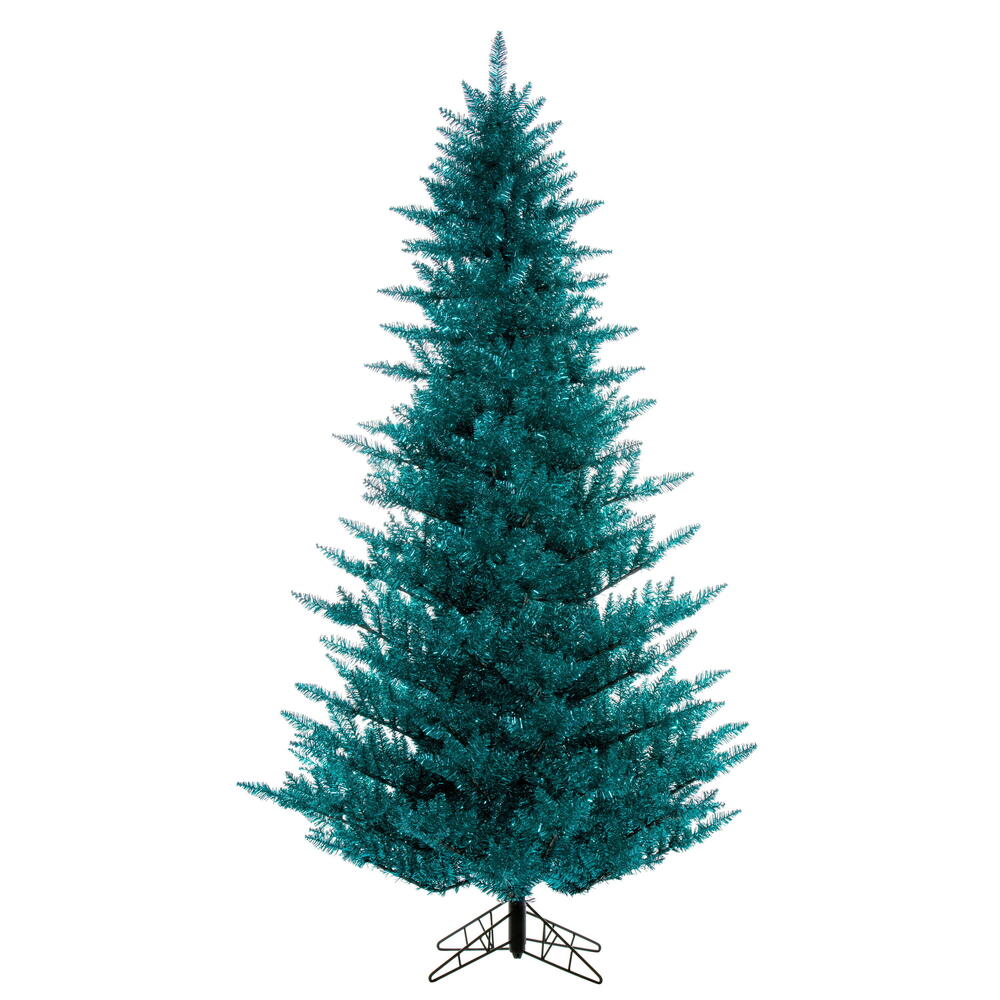 K234120 2 ft. x 20 in. Aqua Tinsel Artificial Unlit Christmas Tree with Plastic Tree Stand