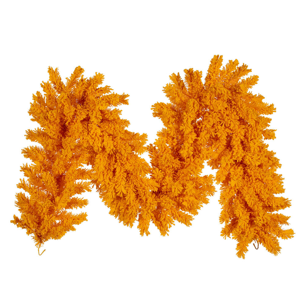 K237214 9 ft. x 14 in. Flocked Yellow Artificial UnLit Garland with 210 PVC Tips