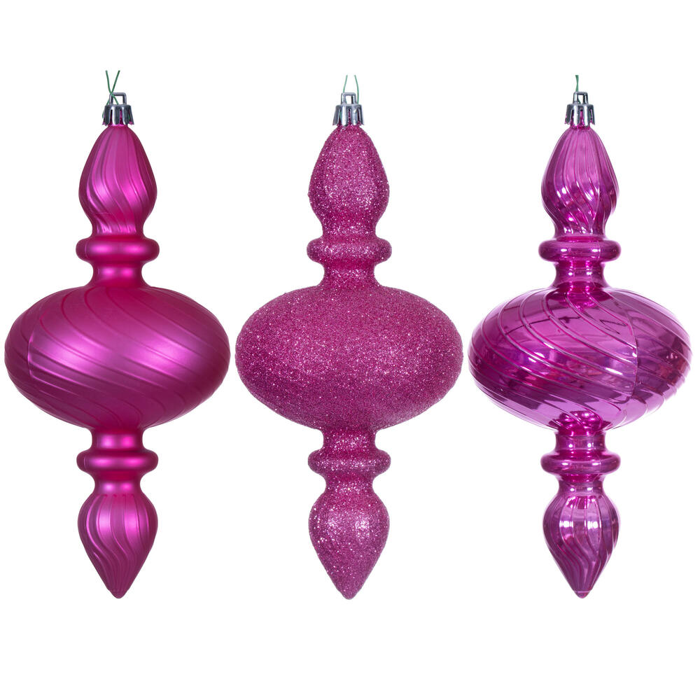 N230559D 8.2 in. Christmas Ornament Assortment, Hot Pink