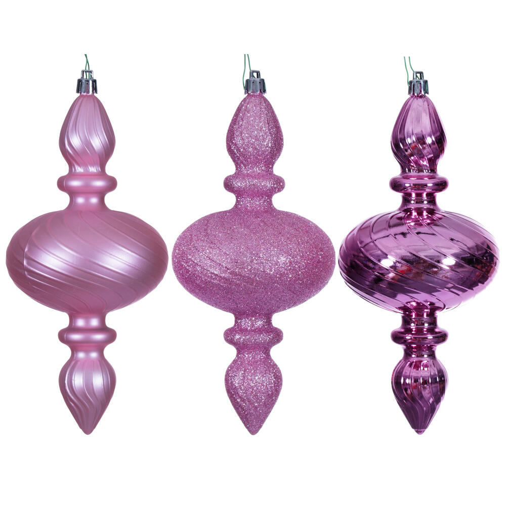 N230579D 8.2 in. Pink Swirl Finial Ornament Assortment