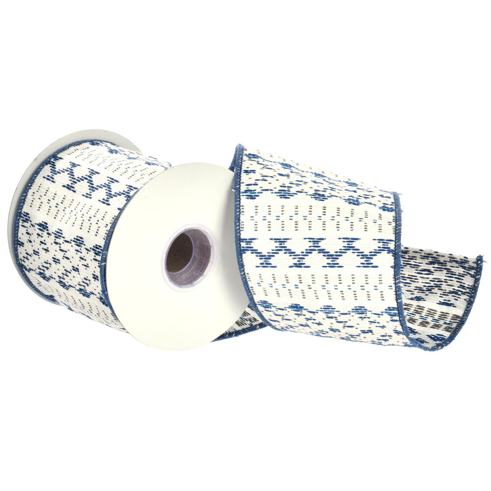 QR231710 4 in. Blue Jacquard Ribbon