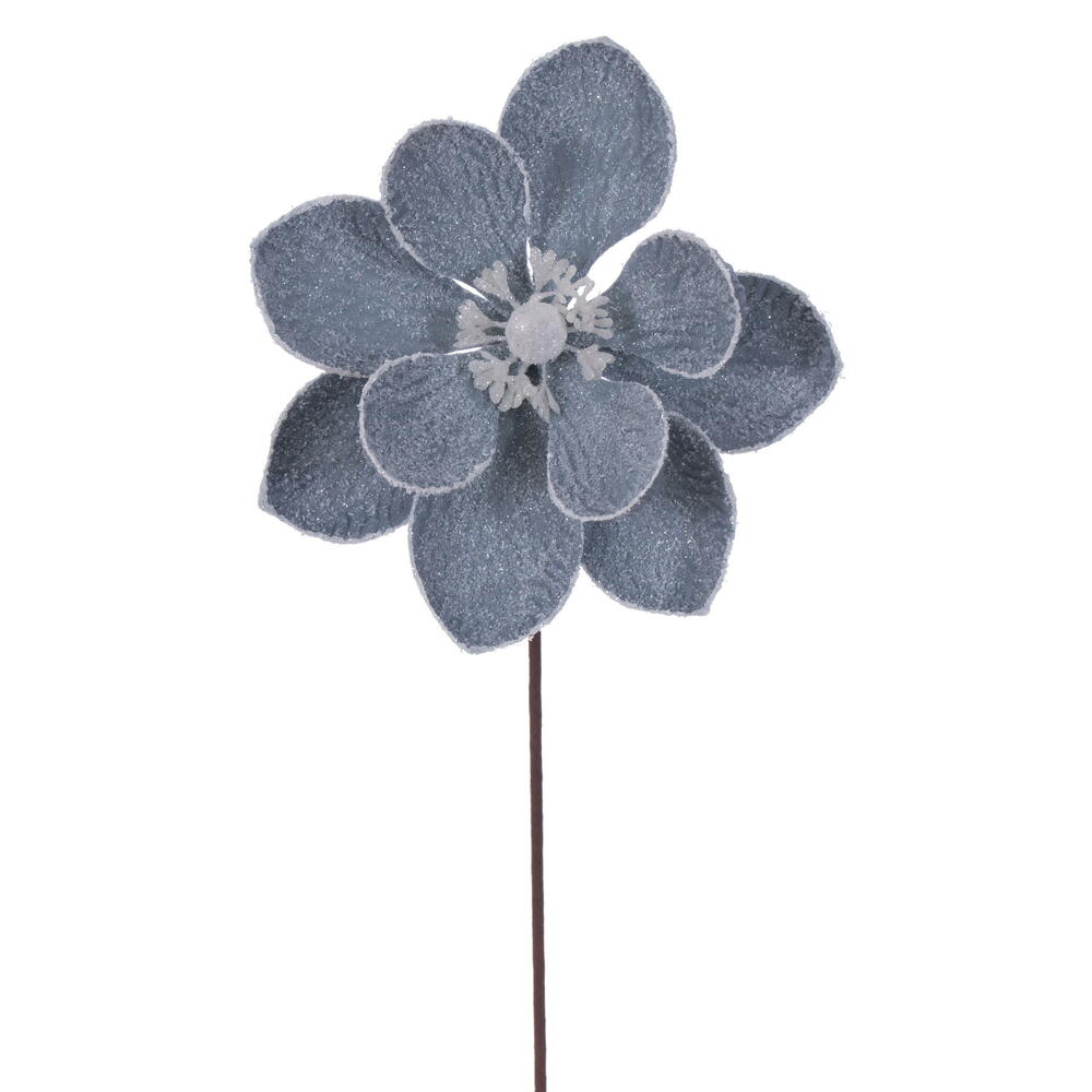 EH236307 23 in. Silver Magnolia Artificial Christmas Stem - Bag of 3
