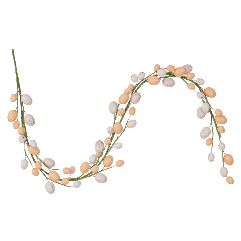 FPQA231160 60 in. Artificial Pastel Orange & Ivory Easter Eggs Garland