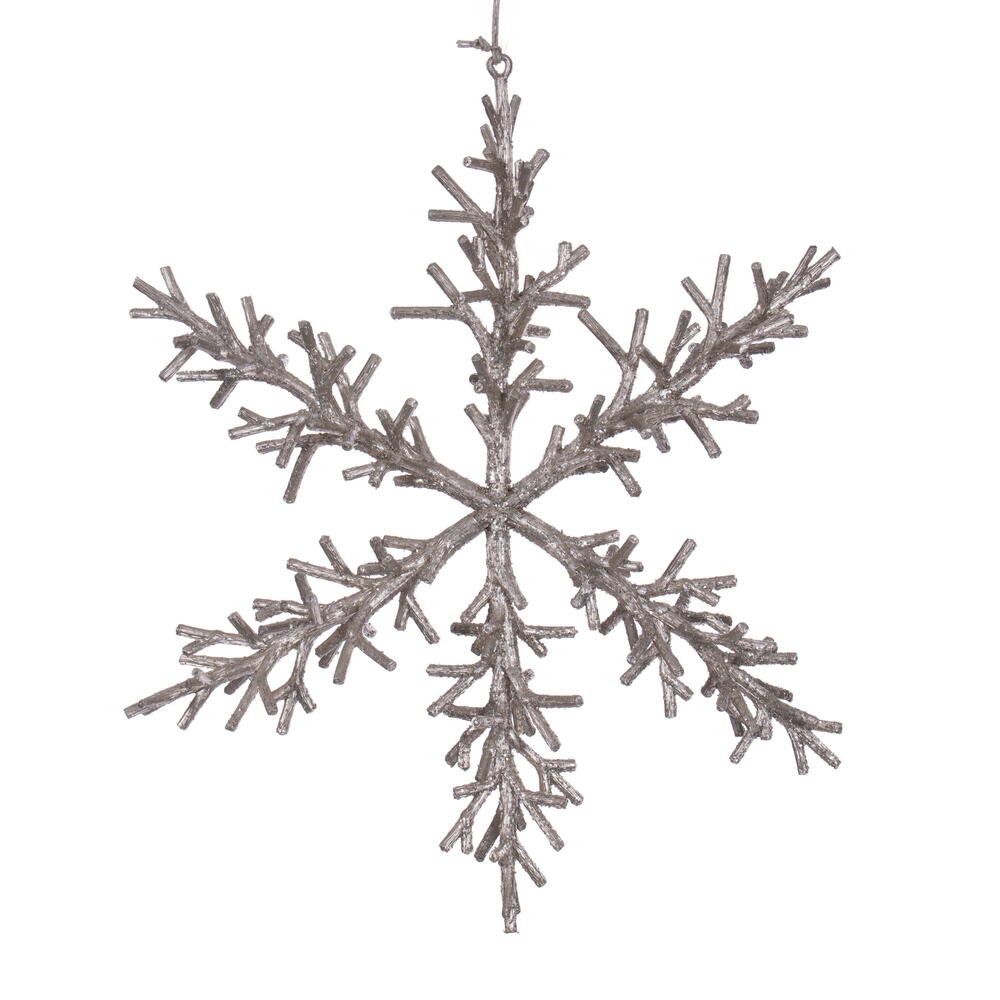 RV230638 12 in. Champagne Twig Snowflake Ornament - 3 Piece