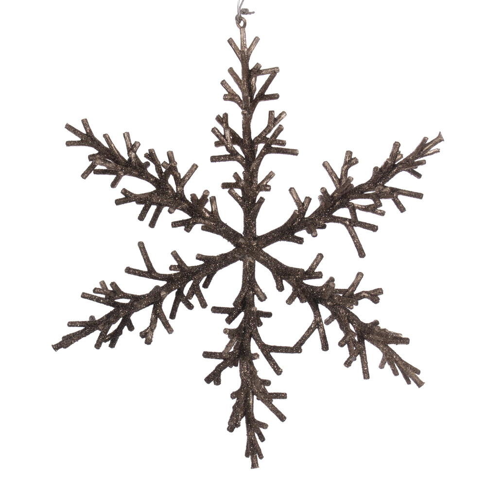 RV230676 12 in. Chocolate Twig Snowflake Ornament - 3 Piece
