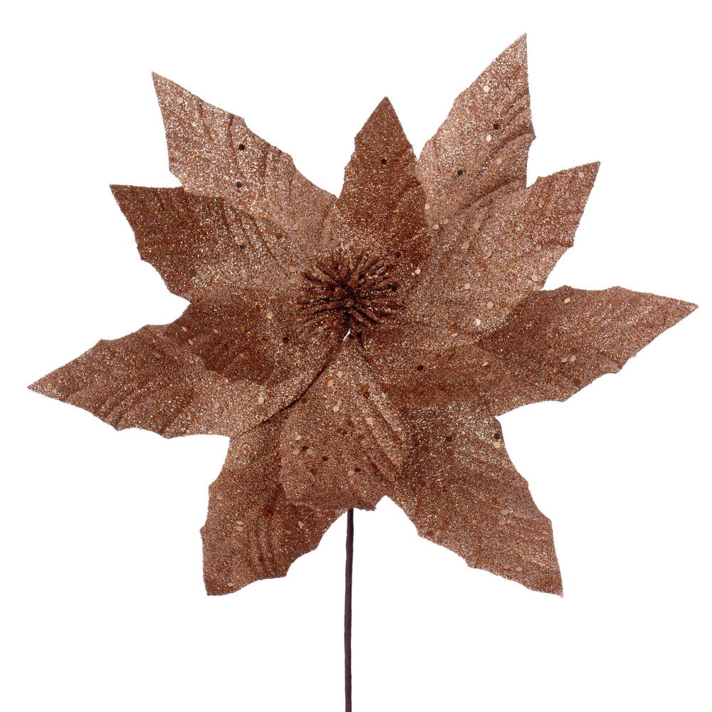 QG230958 14 in. Artificial Rose Gold Poinsettia Stem - 6 Per Bag