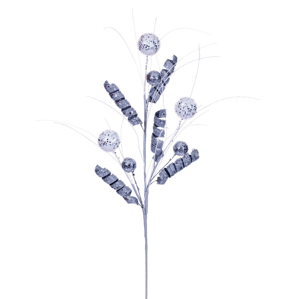 RX230960 23 in. Artificial Silver & White Curly Spray - 4 Piece