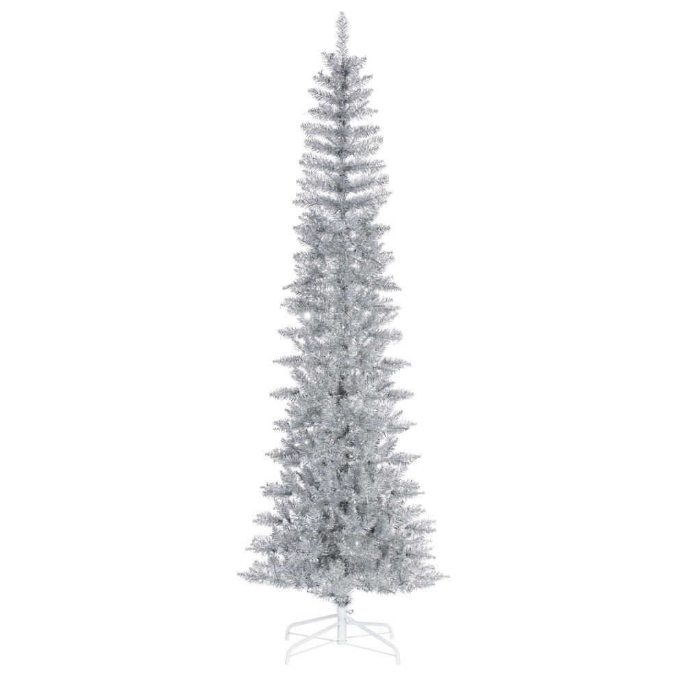 K246580 8.5 ft. x 38 in. Silver Pencil Artificial Unlit Christmas Tree