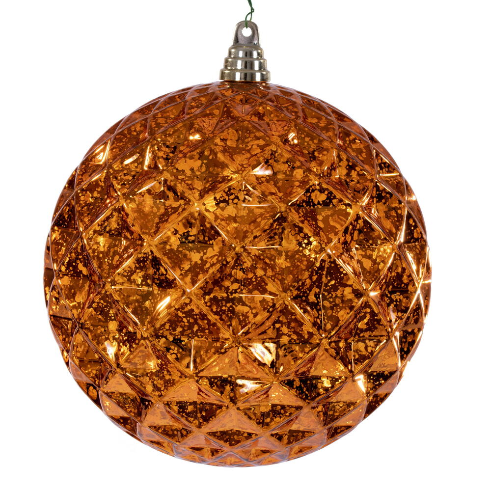 MC240518 8 in. Burnish Orange Diamond Mercury Ornament