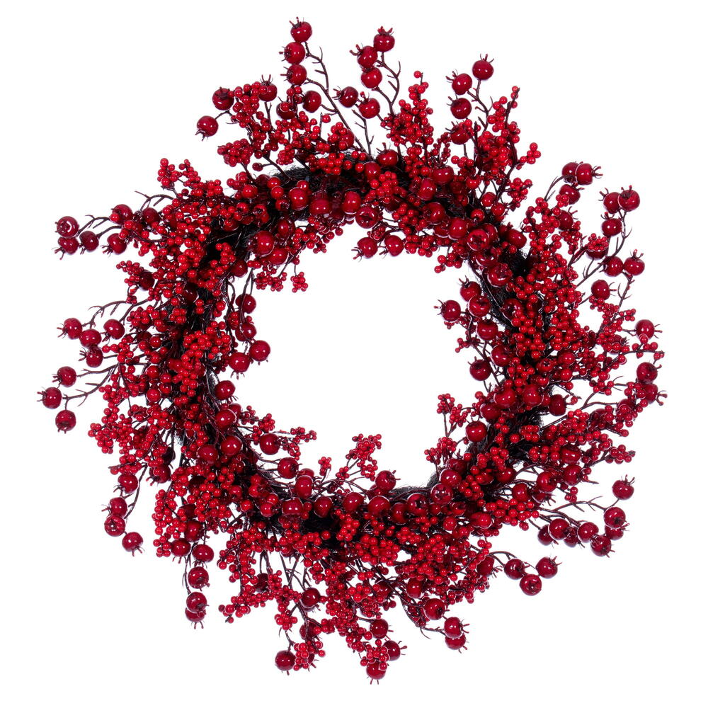 P240728 28 in. Red Deluxe Mixed Berry Wreath