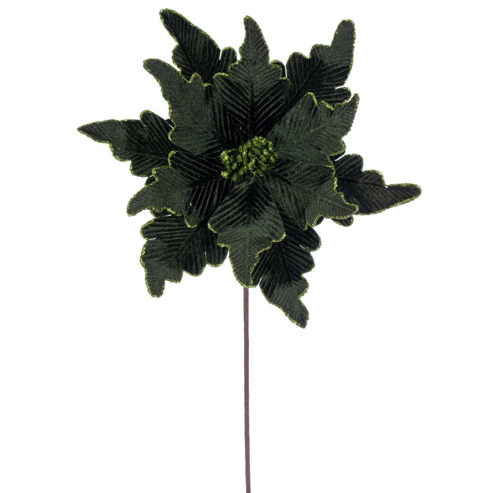 RG241504 13 x 20 in. Green Deluxe Velvet Poinsettia Stem