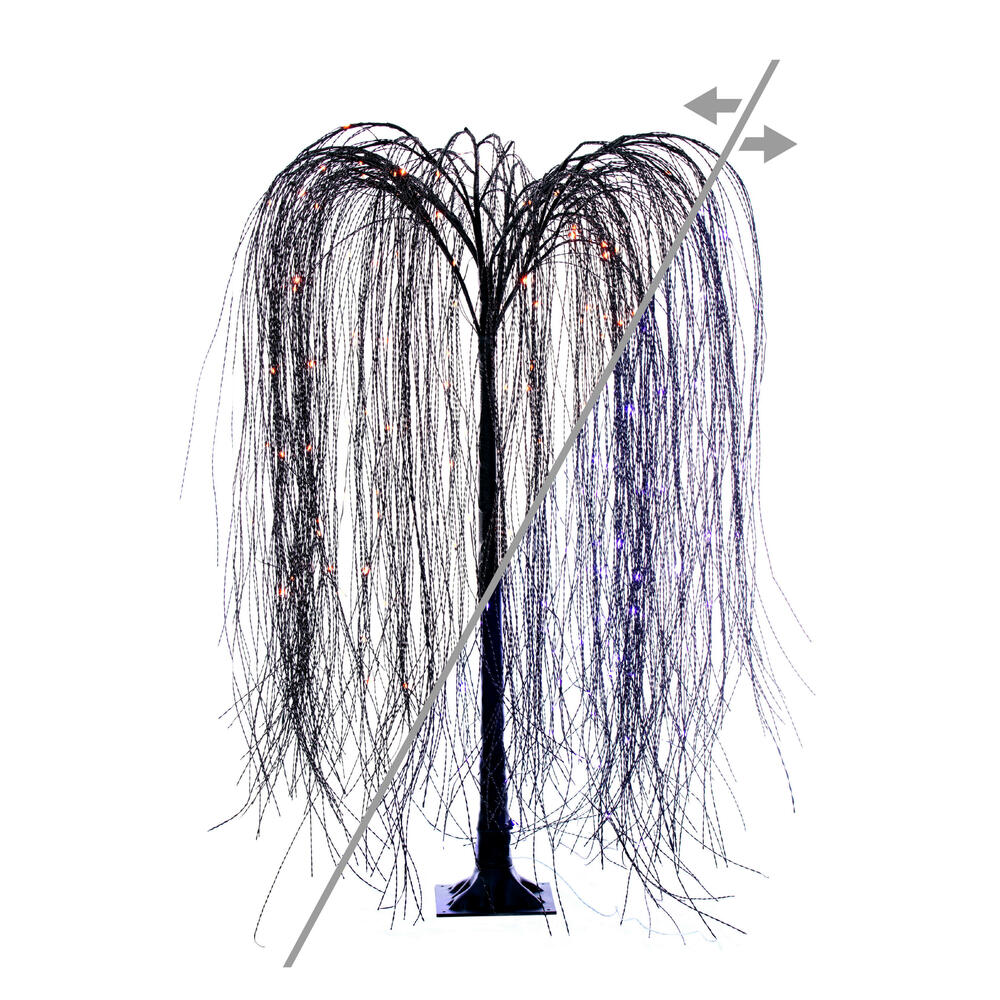 X249041LED 4 ft. Willow Twig Tree - 170 Purple & Orange Light - Black