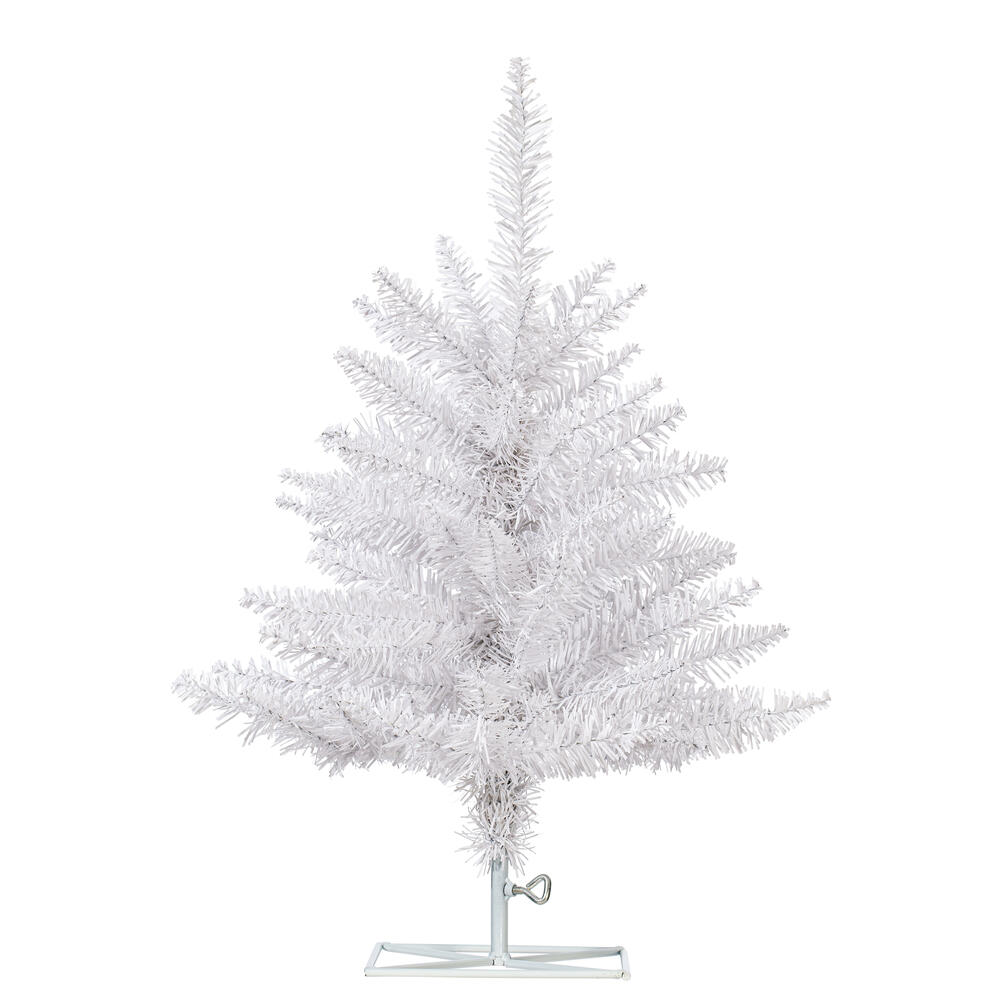 K160220 2 ft. x 20 in. Red Artificial UnLit Christmas Tree with 84 PVC Tips & Plastic Tree Stand - White