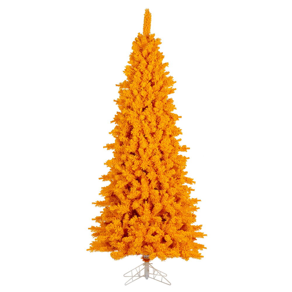 K237120 2 ft. x 20 in. Flocked Yellow Artificial UnLit Christmas Tree with 84 PVC Tips & Plastic Tree Stand