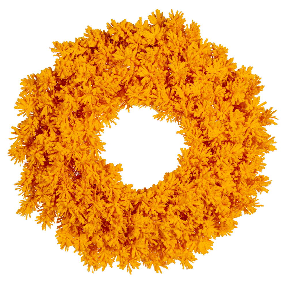 K237230 30 in. Flocked Yellow Artificial UnLit Wreath with 180 PVC Tips
