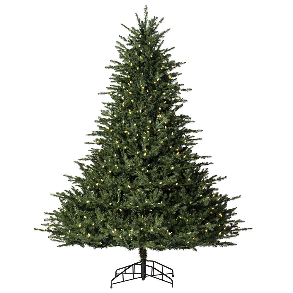 K238176LED 7.5 ft. x 68 in. Bellevue Fraser Fir Artificial Christmas Tree with Warm White Mini Lights - Green