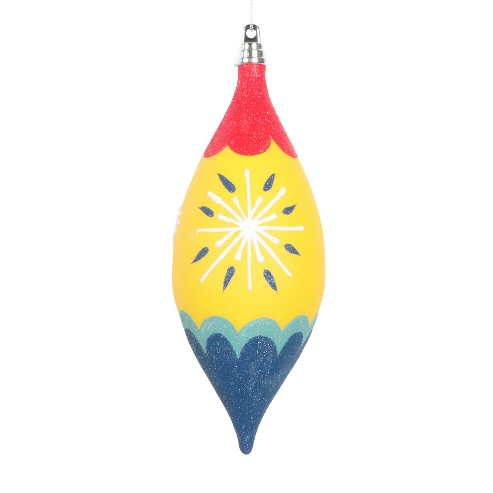 MT232007 7 in. Yellow Hand-Painted Shuttle Ornament - 3 Piece